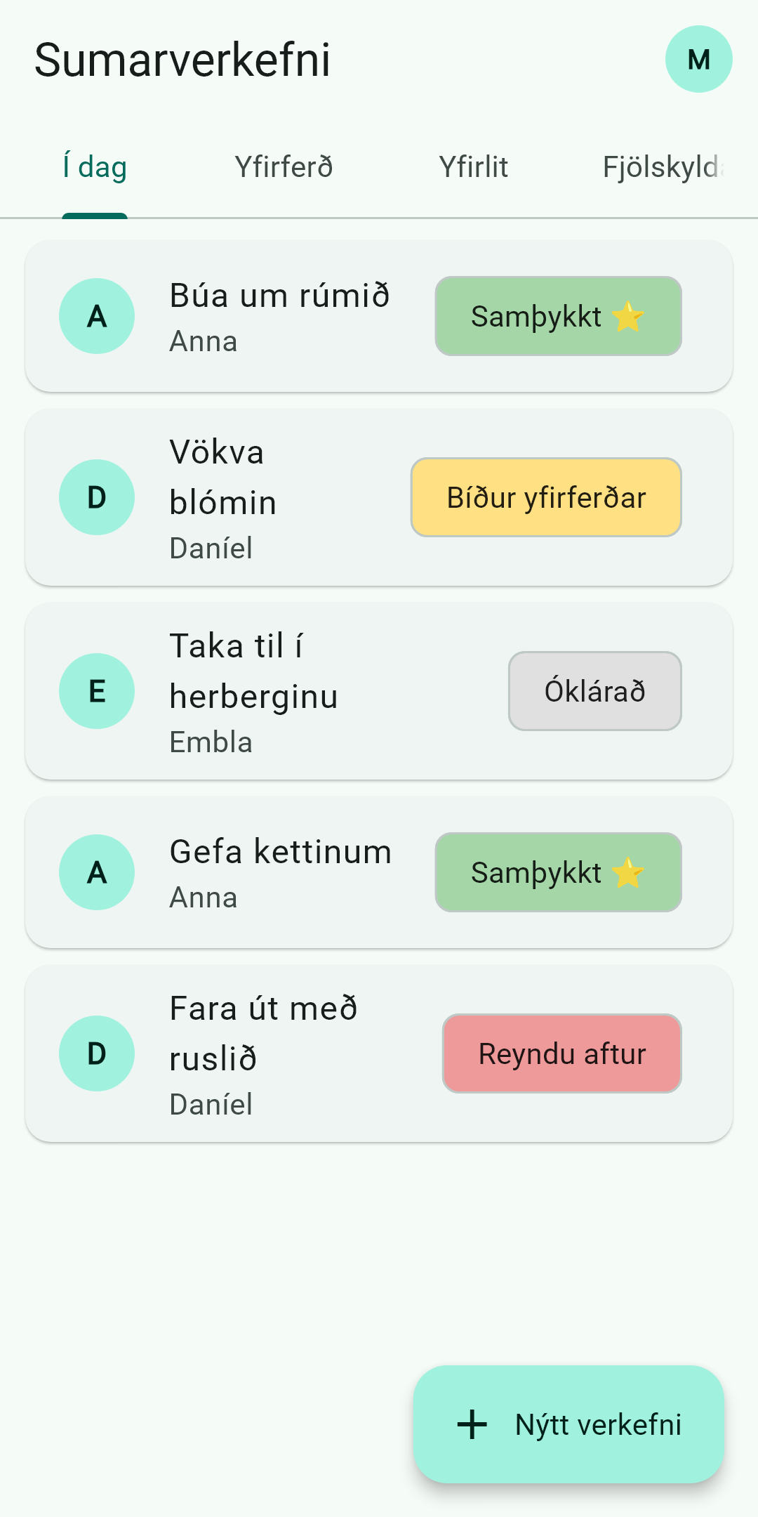 Verkefni dagsins — foreldri