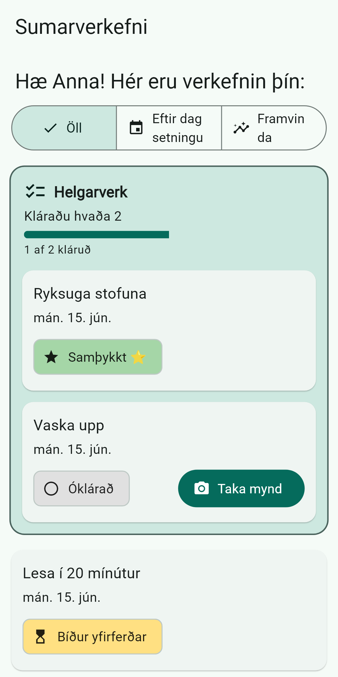 Verkefnalisti krakka